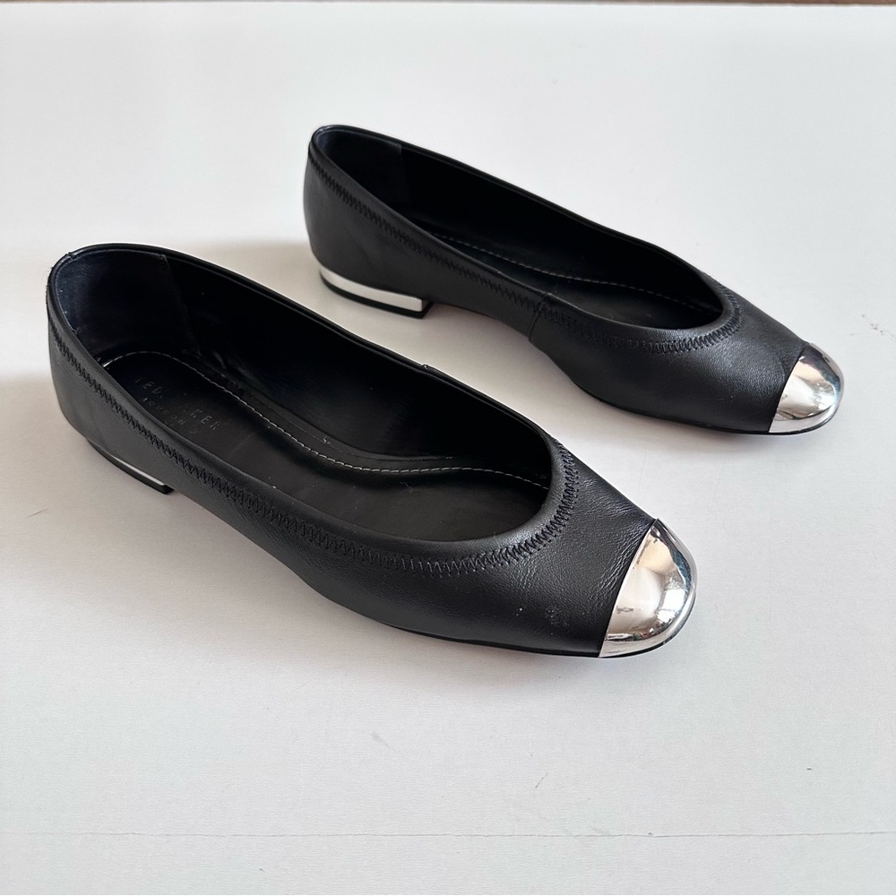 Ted Baker Kareh Ballet Black Shoes With Metal Cap Size 37